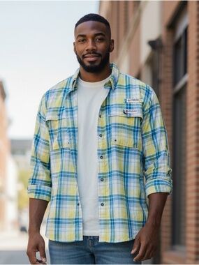 Magellan Outdoors Yellow & Blue Plaid Button-Down Shirt